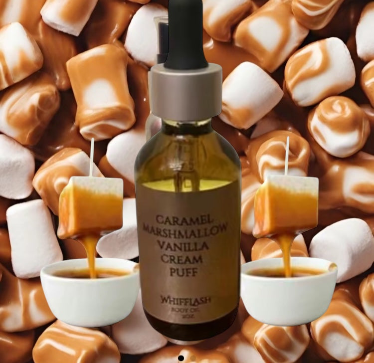 Caramel Marshmallow Vanilla Cream Puff Moisturizing Body Oil 2oz Size